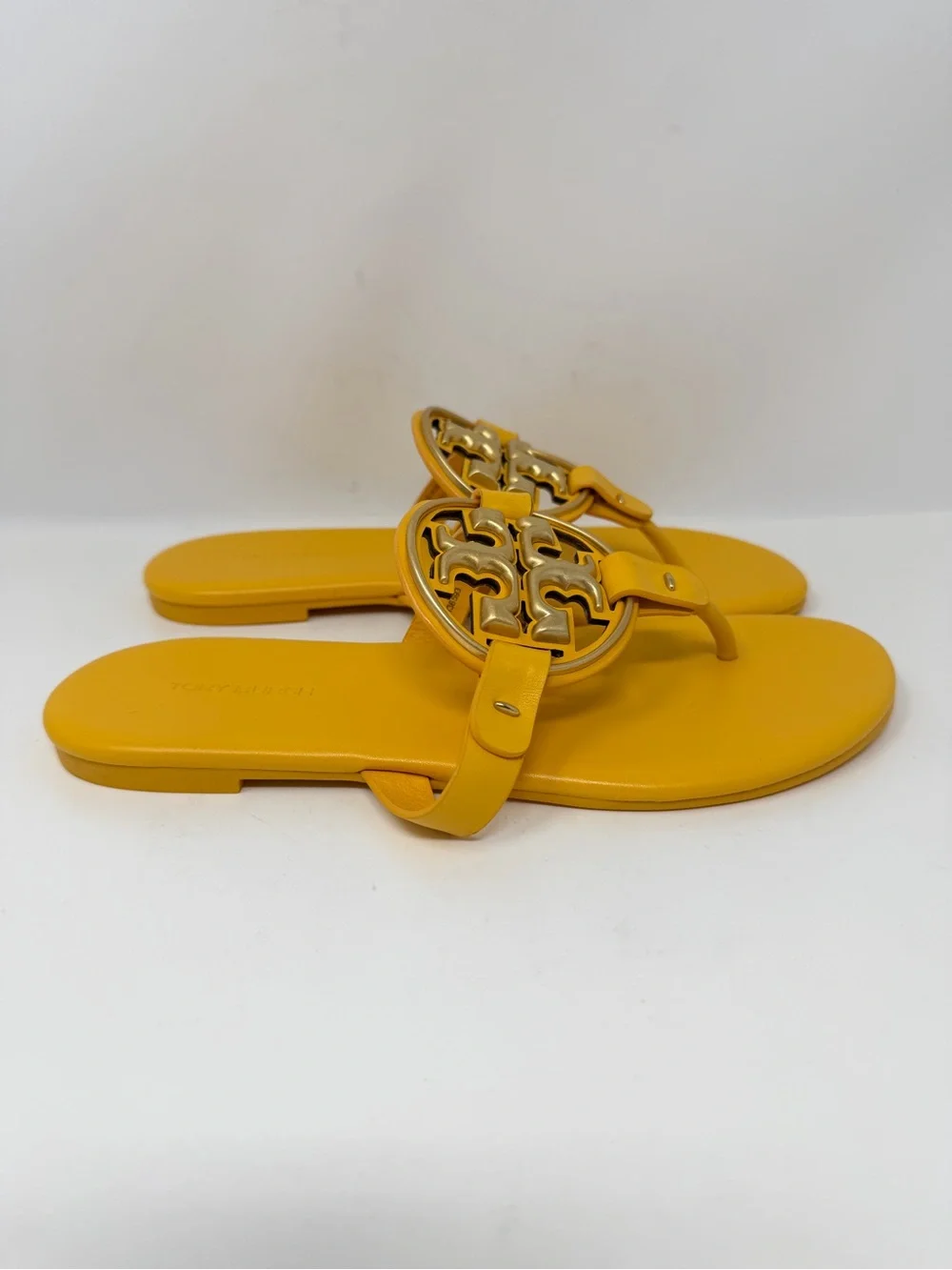Tory Burch Metal Miller Sandals Leather Yellow Size 6.5
